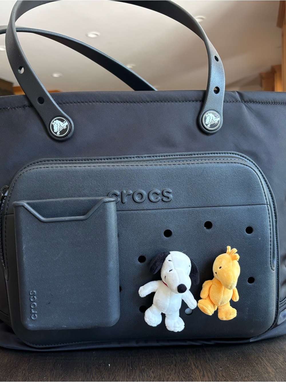 CROCS Black Messenger Tote with Front Pocket
